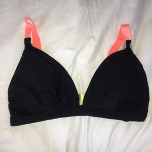 Black Triangle Bikini with pink and yellow straps